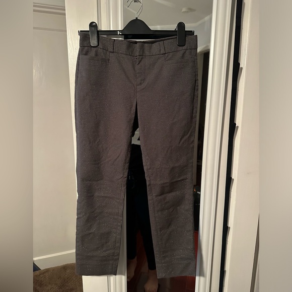 Banana Republic Metallic Grey Pinstripe Ankle Boot Cut Dress Pants Women 2 S New - Picture 2 of 5